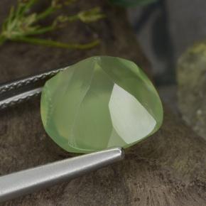 Prehnita verde natural 6,47ct, almofada cortada, translúcido