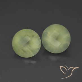 Pedras preciosas de Prehnite Yellow Green  natural de 3.86 ct, Redondo, Transparente/Translúcido