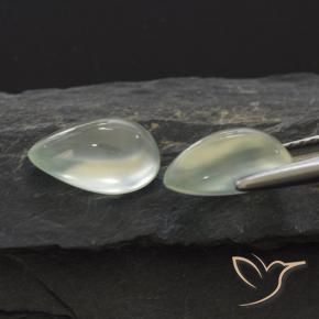 Pedras preciosas de Prehnite Light Green  natural de 4.47 ct, Formato de pêra, Transparente