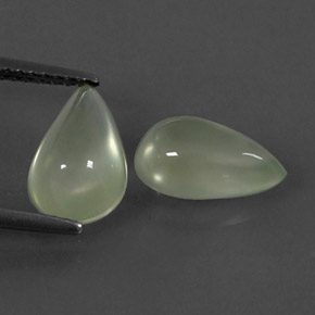 Pedras preciosas de prehnita verde natural de  ct, formato de pêra, transparente