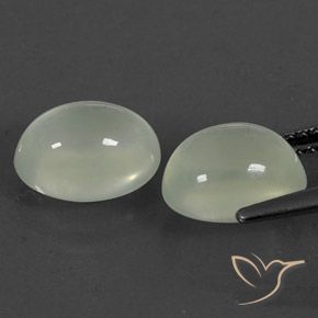 Pedras preciosas de Prehnite Olive Green  natural de 5.18 ct, oval, Transparente/Translúcido