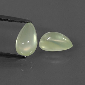 Pedras preciosas de prehnita verde natural de  ct, formato de pêra, transparente