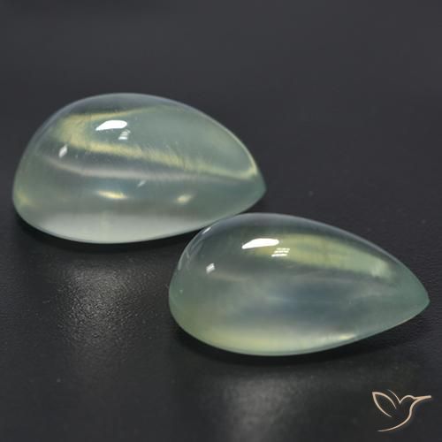 Pedras preciosas de Prehnite Light Yellow Green  natural de 6.55 ct, Formato de pêra, Transparente