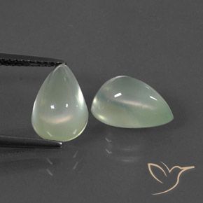 Pedras preciosas de Prehnite Light Pear Green  natural de 5.93 ct, Formato de pêra, Transparente