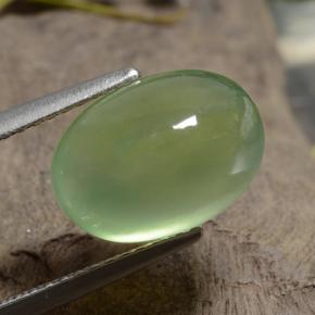 Prehnita verde natural 5,10ct, corte oval, translúcido