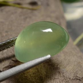 Prehnita verde natural 5,10ct, corte oval, translúcido