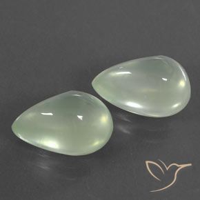 5.27ctw Natural Branco Esverdeado Claro Prehnite, Formato de pêra, Transparente/Translúcido
