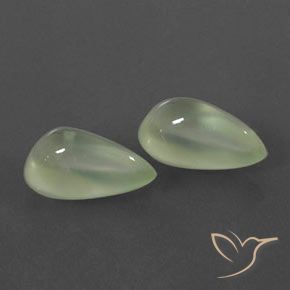 Pedras preciosas de Prehnite Pale Yellowish Green    natural de 6.20 ct, Formato de pêra, Transparente/Translúcido