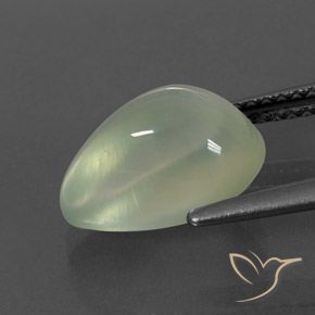Prehnite Olive Green  Natural 4.26ct, Formato de pêra, Transparente/Translúcido