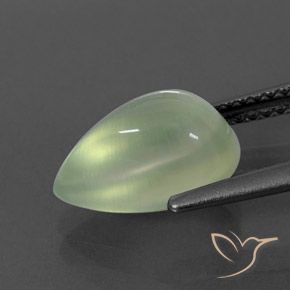 Prehnite Pale Green  Natural 3.32ct, Formato de pêra, Transparente/Translúcido