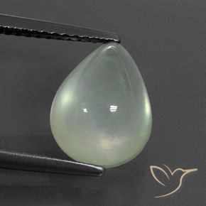 3.48ct Natural Luz verde Prehnite, Formato de pêra, Transparente/Translúcido