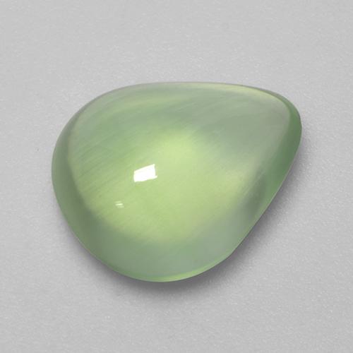 Prehnita verde natural 3,18ct, formato de pêra, transparente