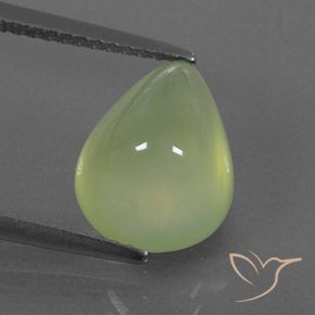 4.73ct Natural Pale Pear Green  Prehnite, Formato de pêra, Transparente/Translúcido