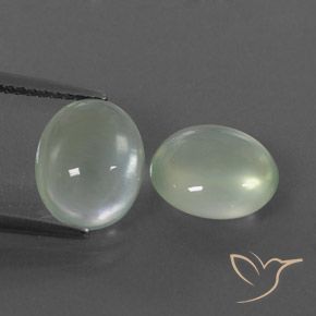 4.99ctw Natural Verde Sábio Muito Claro Prehnite, oval, Transparente/Translúcido