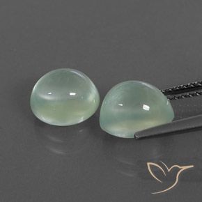 Pedras preciosas de Prehnite Verde Sábio Muito Claro natural de 4.70 ct, oval, Transparente/Translúcido