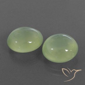 Pedras preciosas de Prehnite Medium Green  natural de 6.96 ct, oval, Transparente/Translúcido