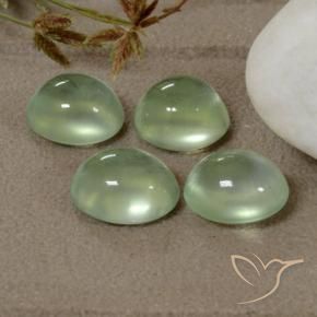Pedras preciosas de Prehnite Very Light Green  natural de 5.20 ct, oval, Transparente