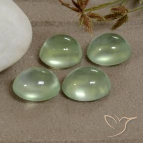 Pedras preciosas de Prehnite Very Light Green  natural de 5.20 ct, oval, Transparente