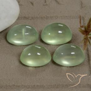 Pedras preciosas de Prehnite Pale Pear Green  natural de 8.18 ct, oval, Transparente