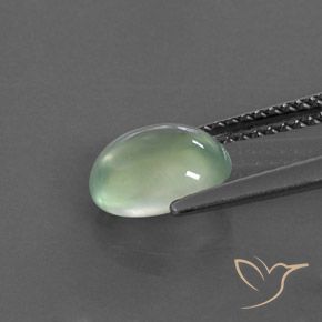 Prehnite Verde Sábio Muito Claro Natural 1.49ct, oval, Transparente/Translúcido