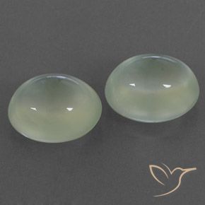 Pedras preciosas de Prehnite Light Green  natural de 6.21 ct, oval, Transparente/Translúcido