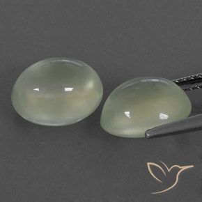 Pedras preciosas de Prehnite Light Green  natural de 6.21 ct, oval, Transparente/Translúcido