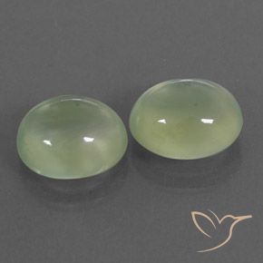 Pedras preciosas de Prehnite Pale Pear Green  natural de 5.10 ct, oval, Transparente/Translúcido