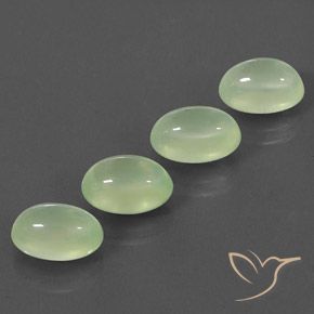Pedras preciosas de Prehnite Pale Pear Green  natural de 9.02 ct, oval, Transparente/Translúcido