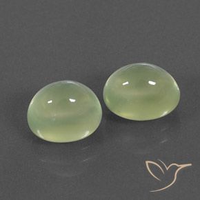 Pedras preciosas de Prehnite Light Green  natural de 5.57 ct, oval, Transparente/Translúcido