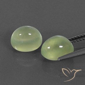 Pedras preciosas de Prehnite Light Green  natural de 5.57 ct, oval, Transparente/Translúcido