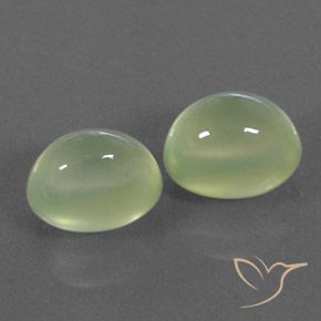 Pedras preciosas de Prehnite Medium Green  natural de 5.43 ct, oval, Transparente/Translúcido