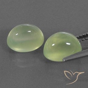 Pedras preciosas de Prehnite Medium Green  natural de 5.43 ct, oval, Transparente/Translúcido