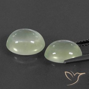 Pedras preciosas de Prehnite Olive Green  natural de 6.09 ct, oval, Transparente