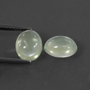 Pedras preciosas de prehnita verde natural de 3,56 ct, corte oval, transparente