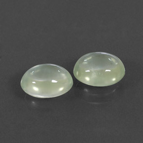 Pedras preciosas de prehnita verde natural de 3,56 ct, corte oval, transparente