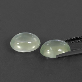 Pedras preciosas de prehnita verde natural de 3,56 ct, corte oval, transparente