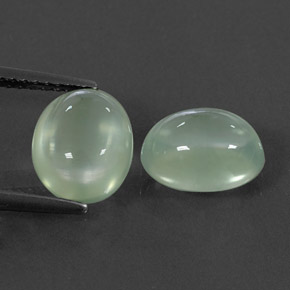Pedras preciosas de prehnita verde natural de 4,71 ct, corte oval, transparente