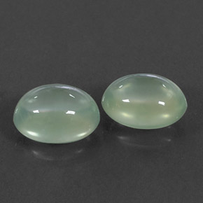 Pedras preciosas de prehnita verde natural de 4,71 ct, corte oval, transparente
