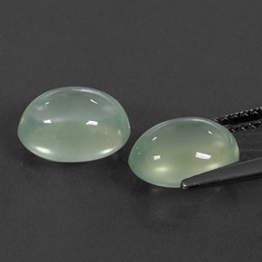 Pedras preciosas de prehnita verde natural de 4,71 ct, corte oval, transparente