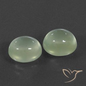 Pedras preciosas de Prehnite Medium Green  natural de 5.39 ct, oval, Transparente/Translúcido