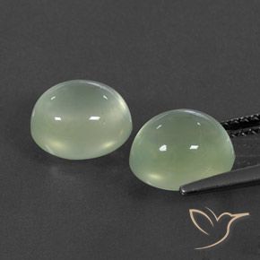 Pedras preciosas de Prehnite Medium Green  natural de 5.39 ct, oval, Transparente/Translúcido