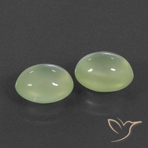 Pedras preciosas de Prehnite Pale Pear Green  natural de 5.16 ct, oval, Transparente/Translúcido