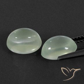 Pedras preciosas de Prehnite Light Green  natural de 4.75 ct, oval, Transparente/Translúcido