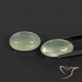 Pedras preciosas de Prehnite Pale Green  natural de 3.52 ct, oval, Transparente/Translúcido
