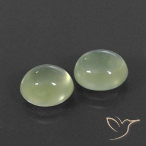 Pedras preciosas de Prehnite Pale Green  natural de 4.87 ct, oval, Transparente/Translúcido