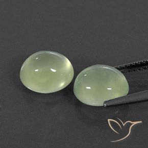 Pedras preciosas de Prehnite Pale Green  natural de 4.87 ct, oval, Transparente/Translúcido