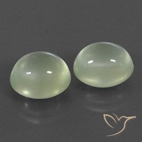 Pedras preciosas de Prehnite Light Green  natural de 7.78 ct, oval, Transparente/Translúcido