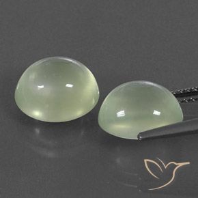 Pedras preciosas de Prehnite Light Green  natural de 7.78 ct, oval, Transparente/Translúcido
