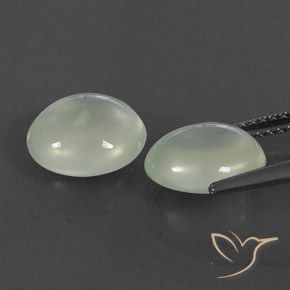 Pedras preciosas de Prehnite Olive Green  natural de 5.53 ct, oval, Transparente/Translúcido
