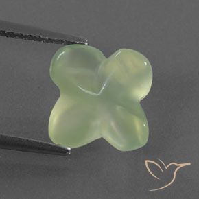 3.40ct Natural Pale Green  Prehnite, Flor cortada, Transparente/Translúcido